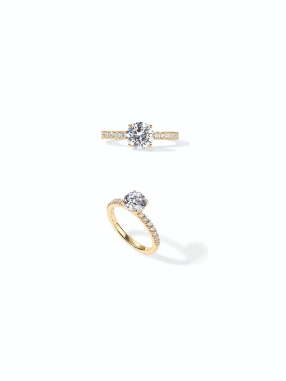PAVOI 14K Gold Plated Engagement Rings Wedding Band 1.25CT Round sz 6.5